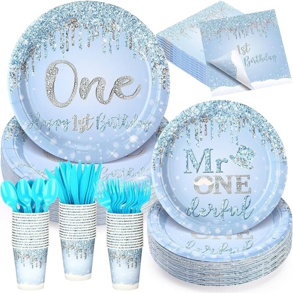 168-Piece Birthday Party Set – Serves 24 Guests, Disposable Plates, Cups & Cutle